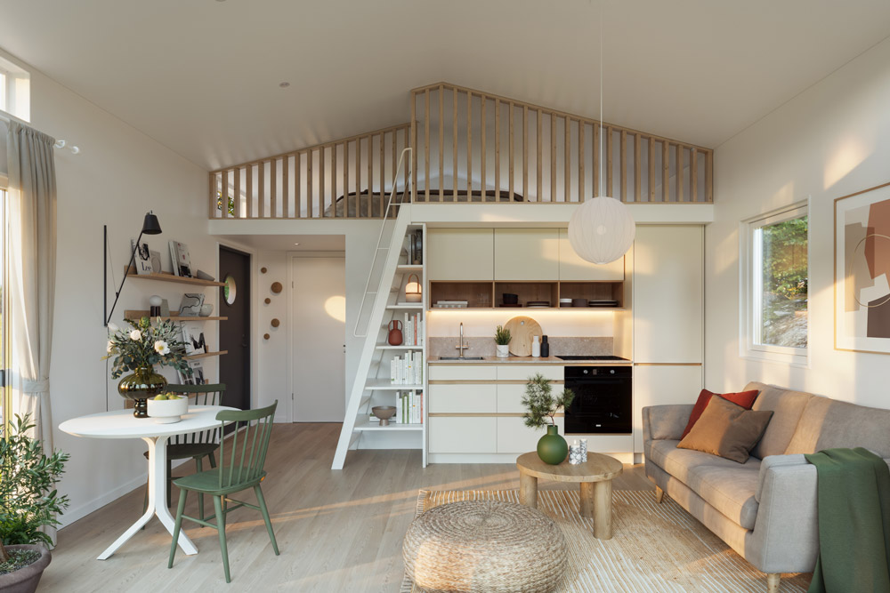 Attefallshuset Strandvik 30 m2 exempel på invändig planlösning