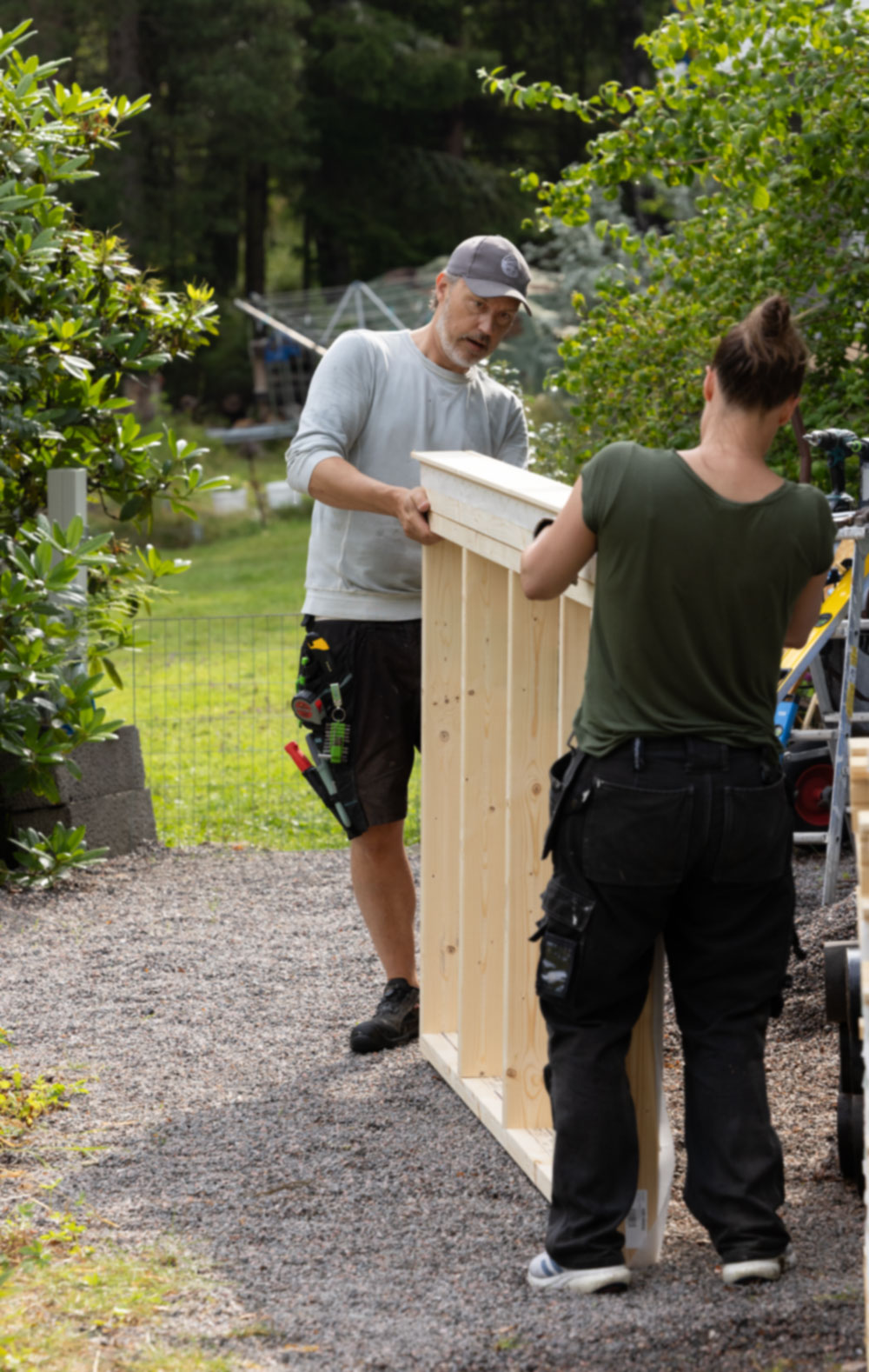 Bild på attefallshus under uppbyggnad