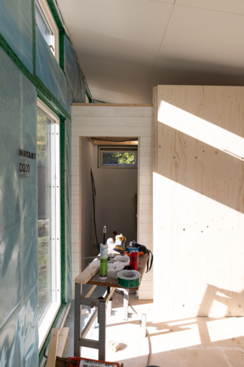 Bild på attefallshus under uppbyggnad