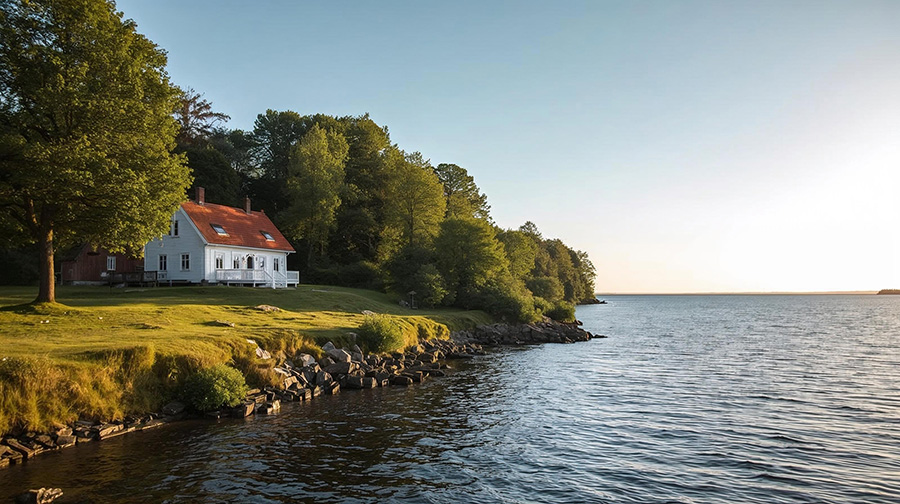 en villa nära vattnet