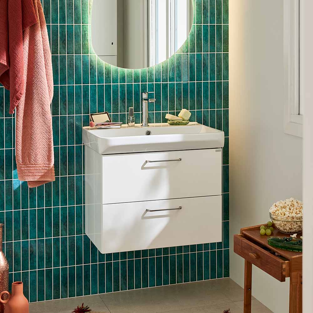 kommod med tvättställ noro air inkl handtag vit