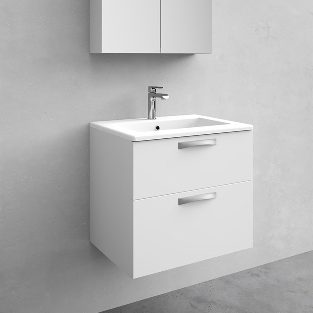 kommod med tvättställ noro city 600 mm, porslin, vit matt