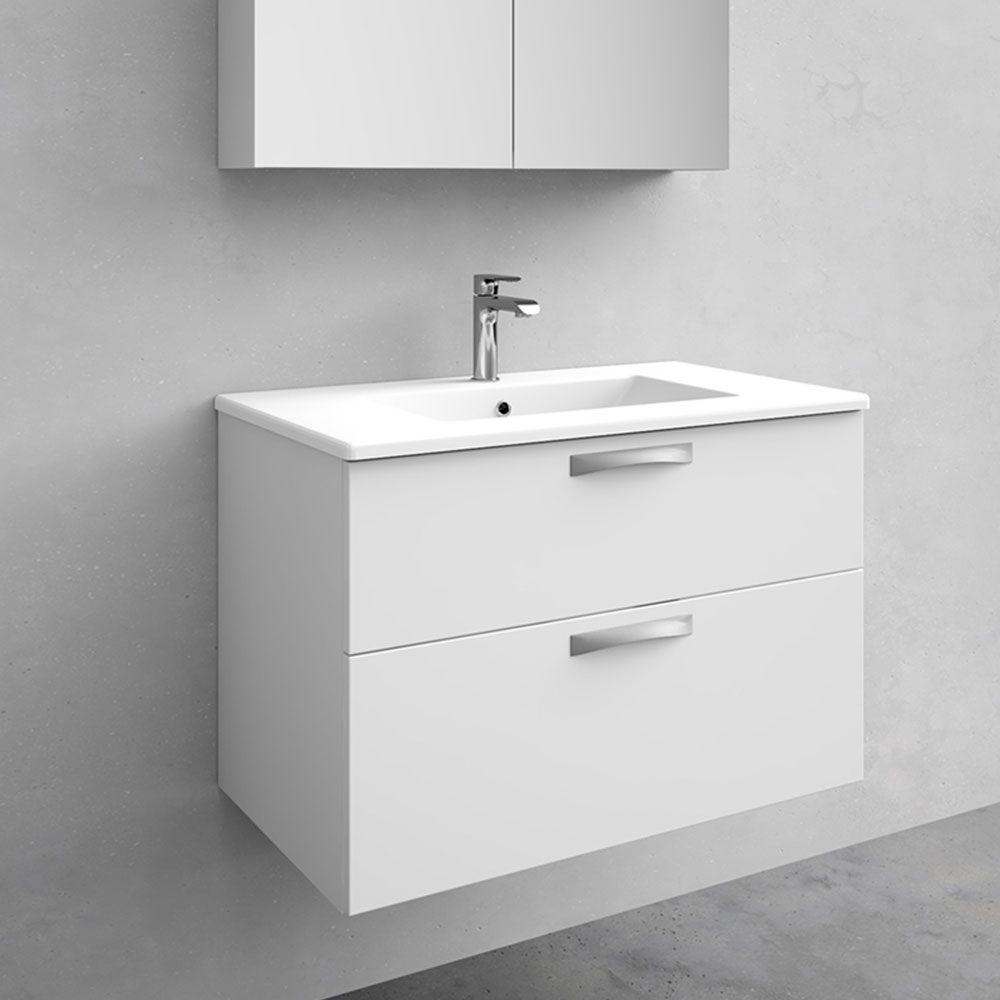 kommod med tvättställ noro city 800 mm, porslin, vit matt