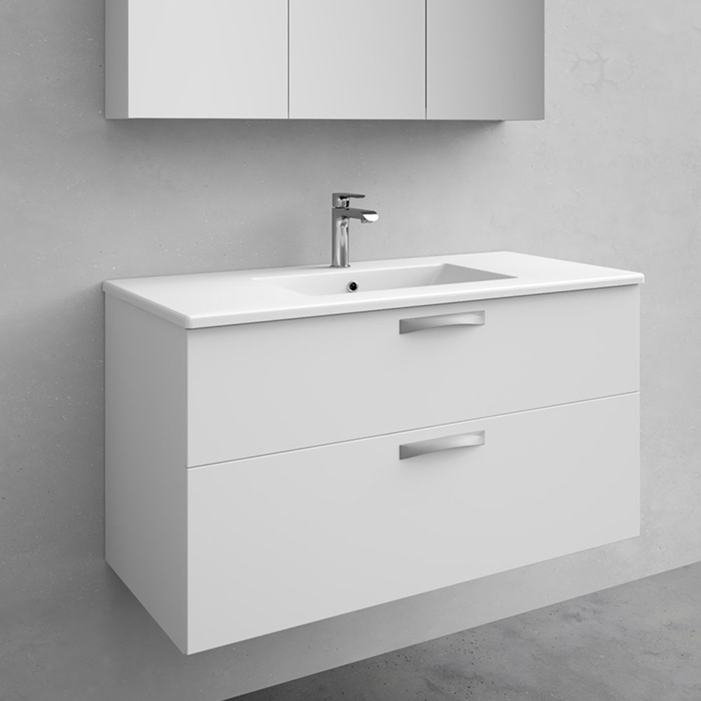 kommod med tvättställ noro city 1000 mm, porslin, vit matt