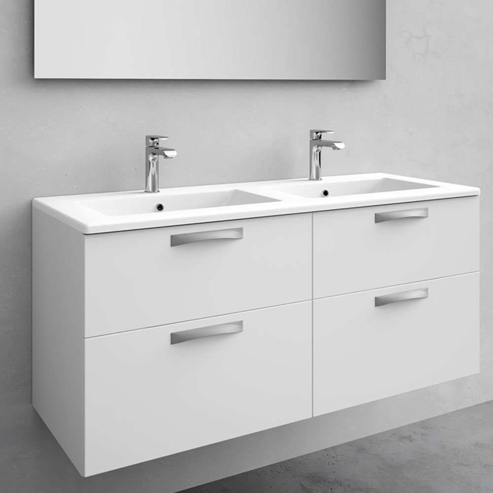 kommod med tvättställ noro city 1200 mm, porslin, vit matt