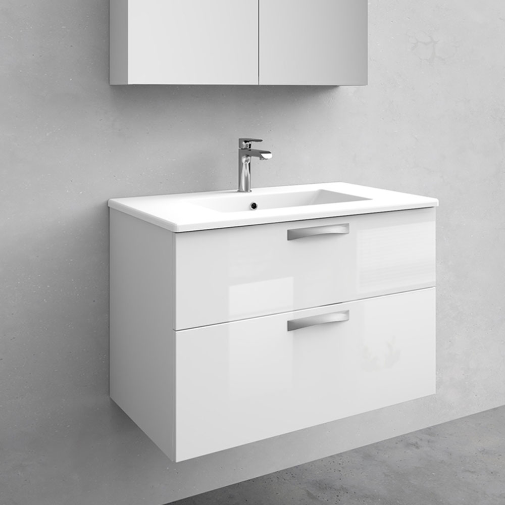 kommod med tvättställ noro city 800 mm, porslin, vit blank