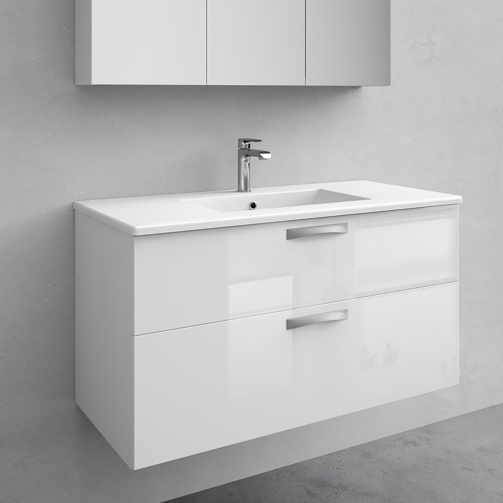 kommod med tvättställ noro city 1000 mm, porslin, vit blank