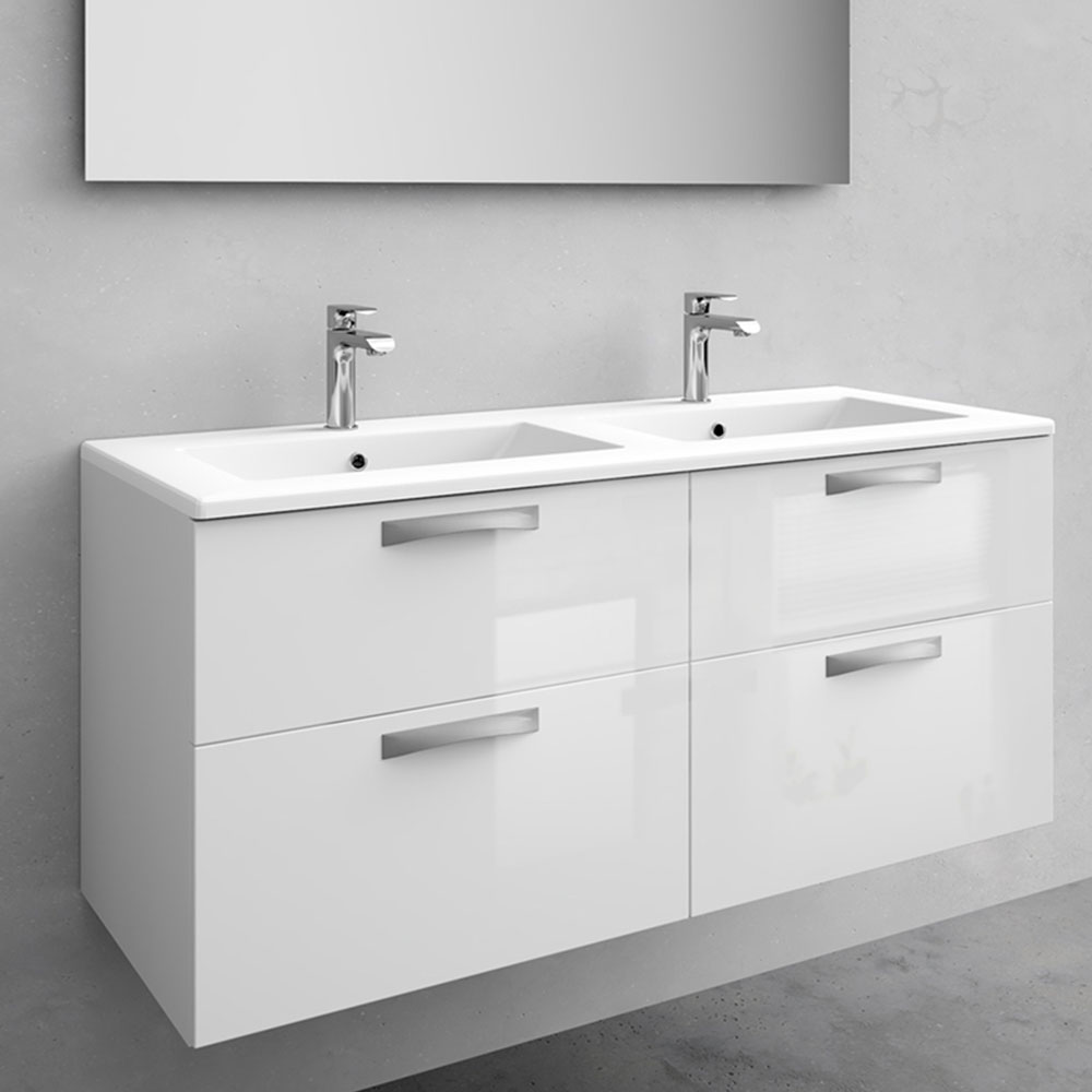 kommod med tvättställ noro city 1200 mm, porslin, vit blank