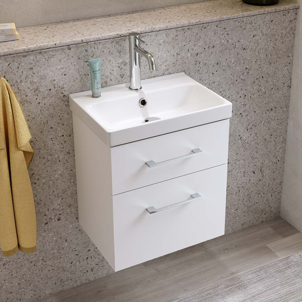 Kommod Med Tvättställ Noro Fix Trend Vit Matt, 420 Mm