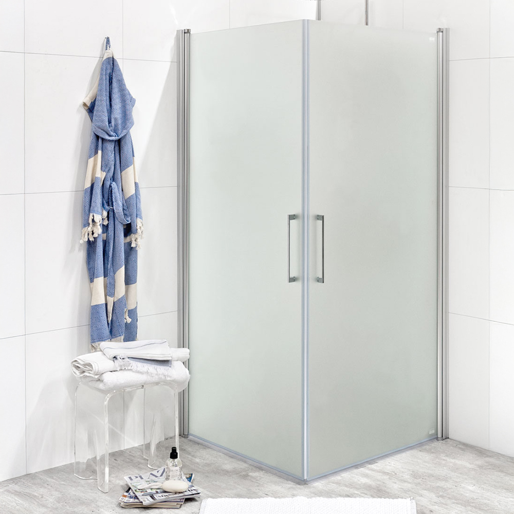 Duschvägg Noro Fix Trend Rak Frostat Glas, 800 X 900 Mm