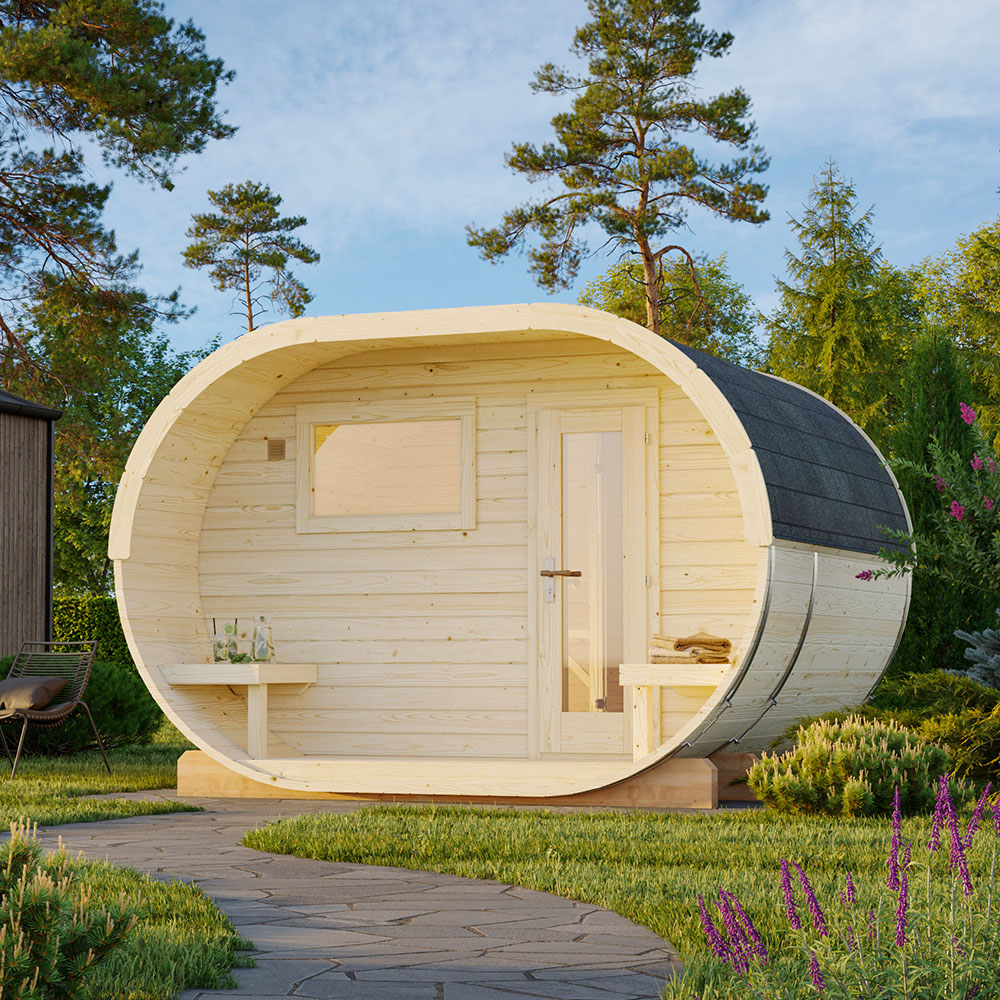 Bastu Anette 3,0 + 1,5 m² Oval bastutunna