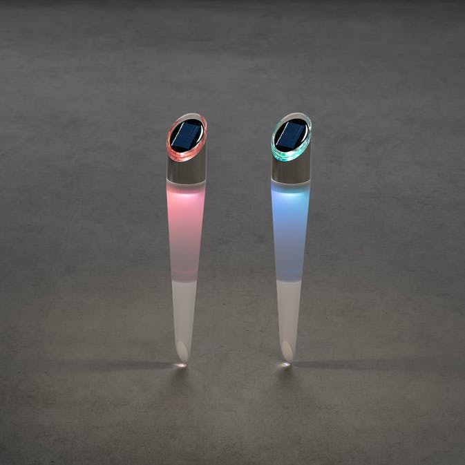 Konstsmide Assisi stående spjut  solcell RGB, 2 pack