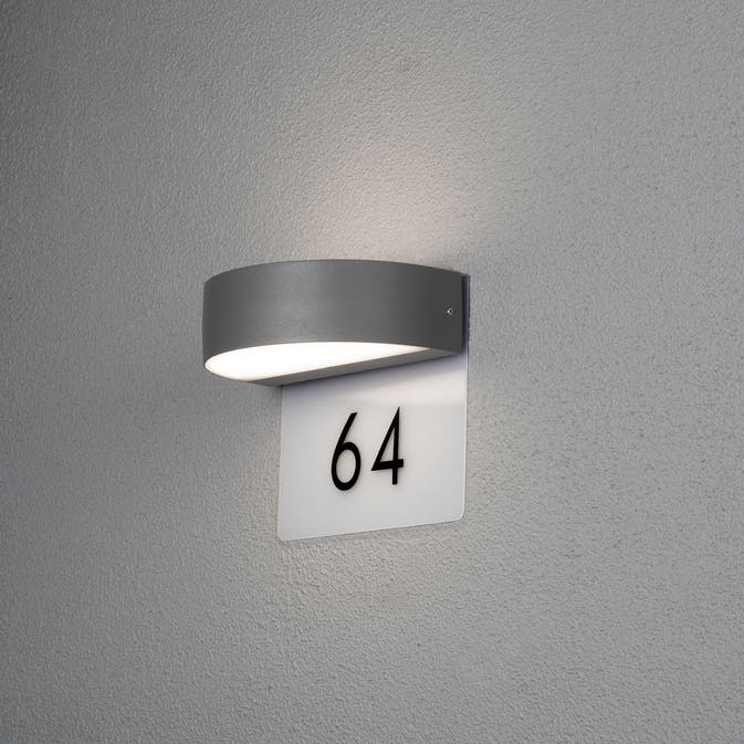 Konstsmide Monza vägglykta 2x4 5W LED, inkl husnummer