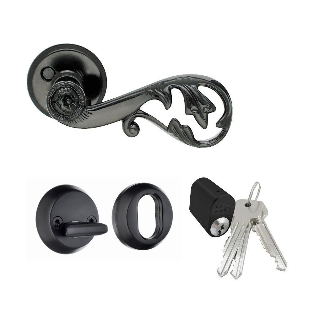 Beslagspaket Svart B165 Med oval cylinder (3 nycklar)