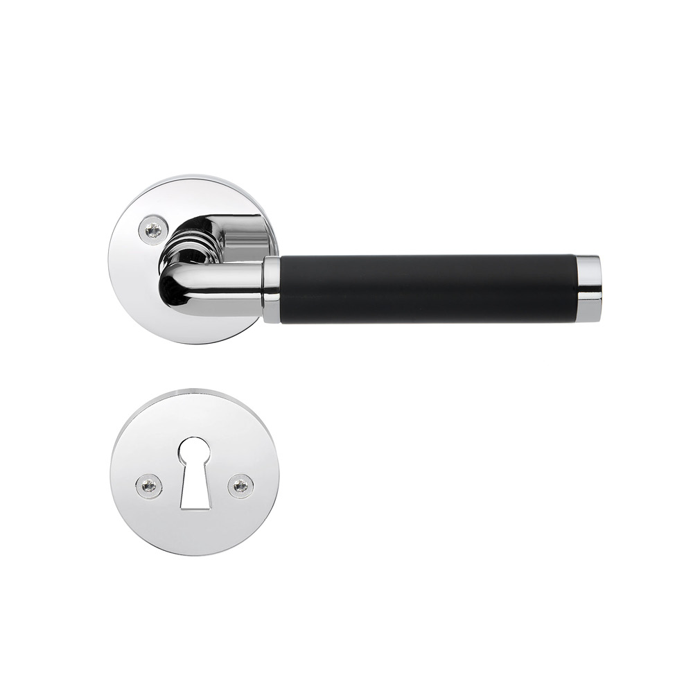 Handtag Polerad krom, svart bakelit