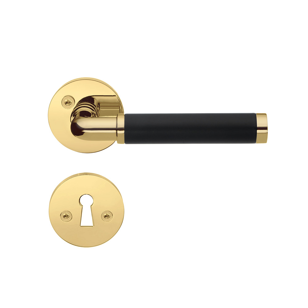 Handtag Polerad mässing, svart bakelit