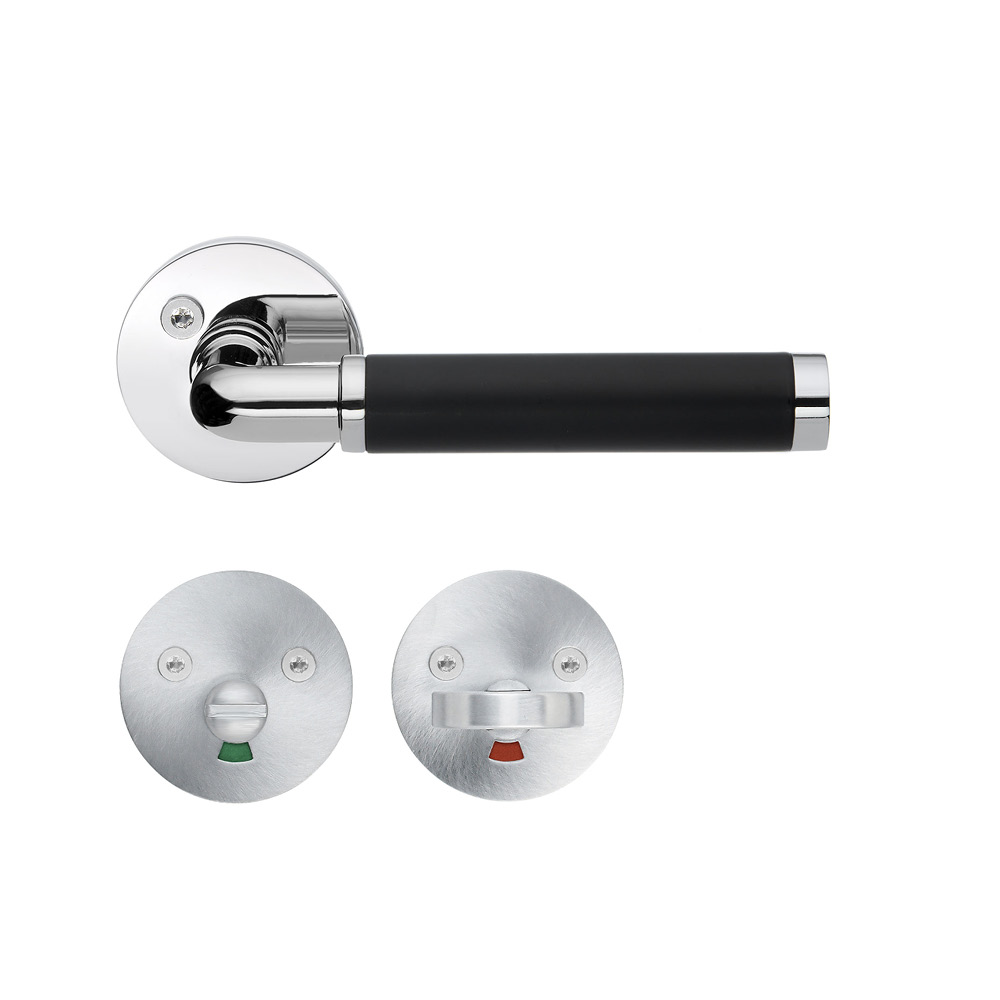 Handtag toalett Polerad krom, svart bakelit