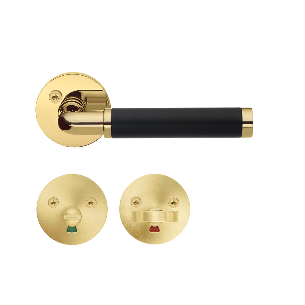 Handtag toalett Polerad mässing, svart bakelit