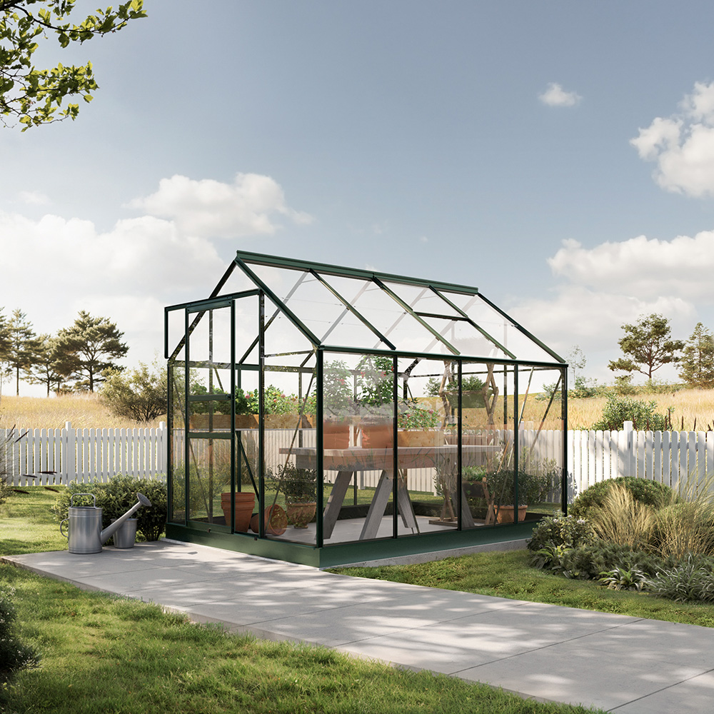 Drivhus Bruka Grønnlakkert Glass, inkl. sokkel 4,9 M²