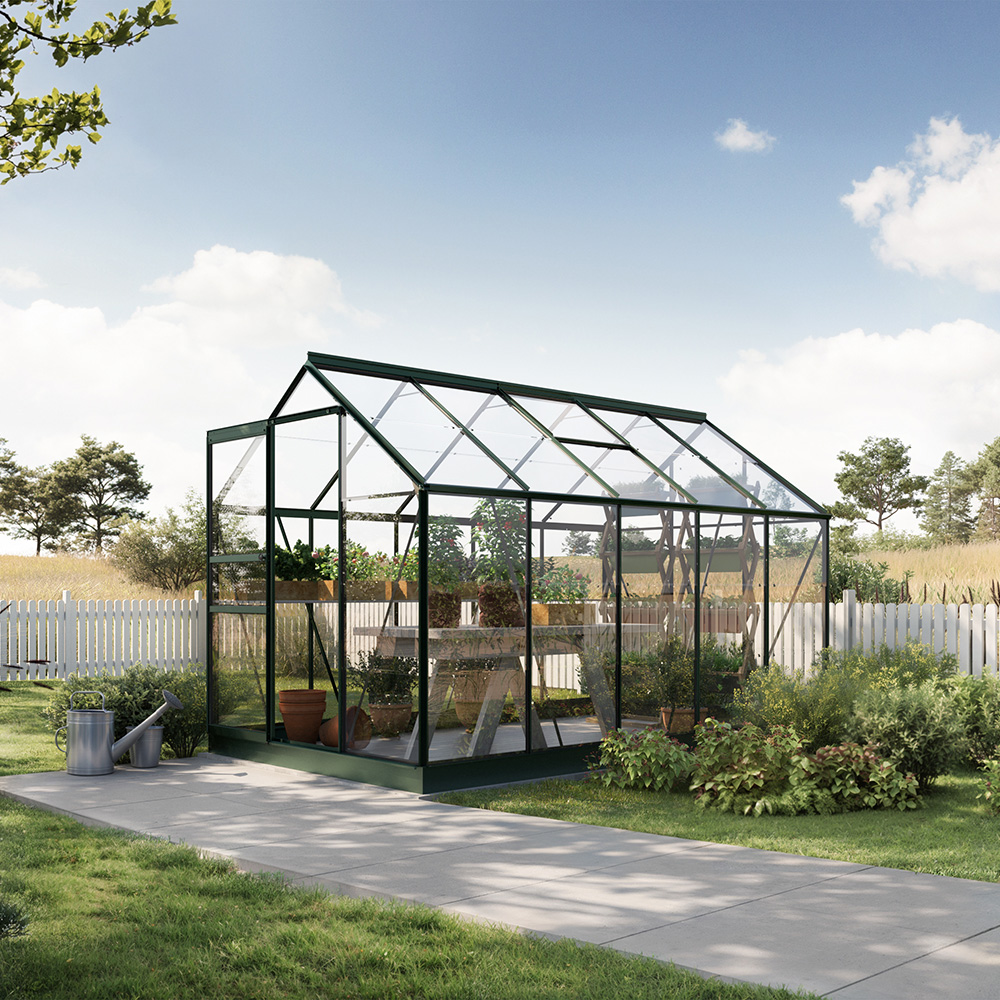 Drivhus Bruka Grønnlakkert Glass, inkl. sokkel 6,1 M²