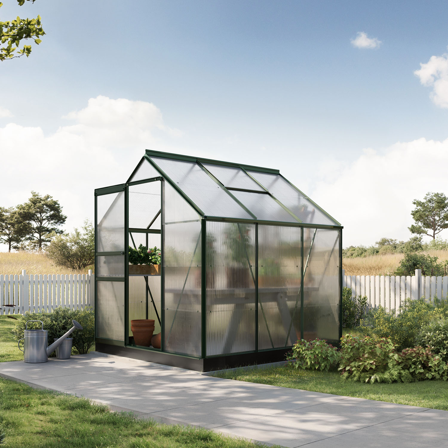 Drivhus Bruka Grønnlakkert Kanalplast, inkl. sokkel 3,7 M²