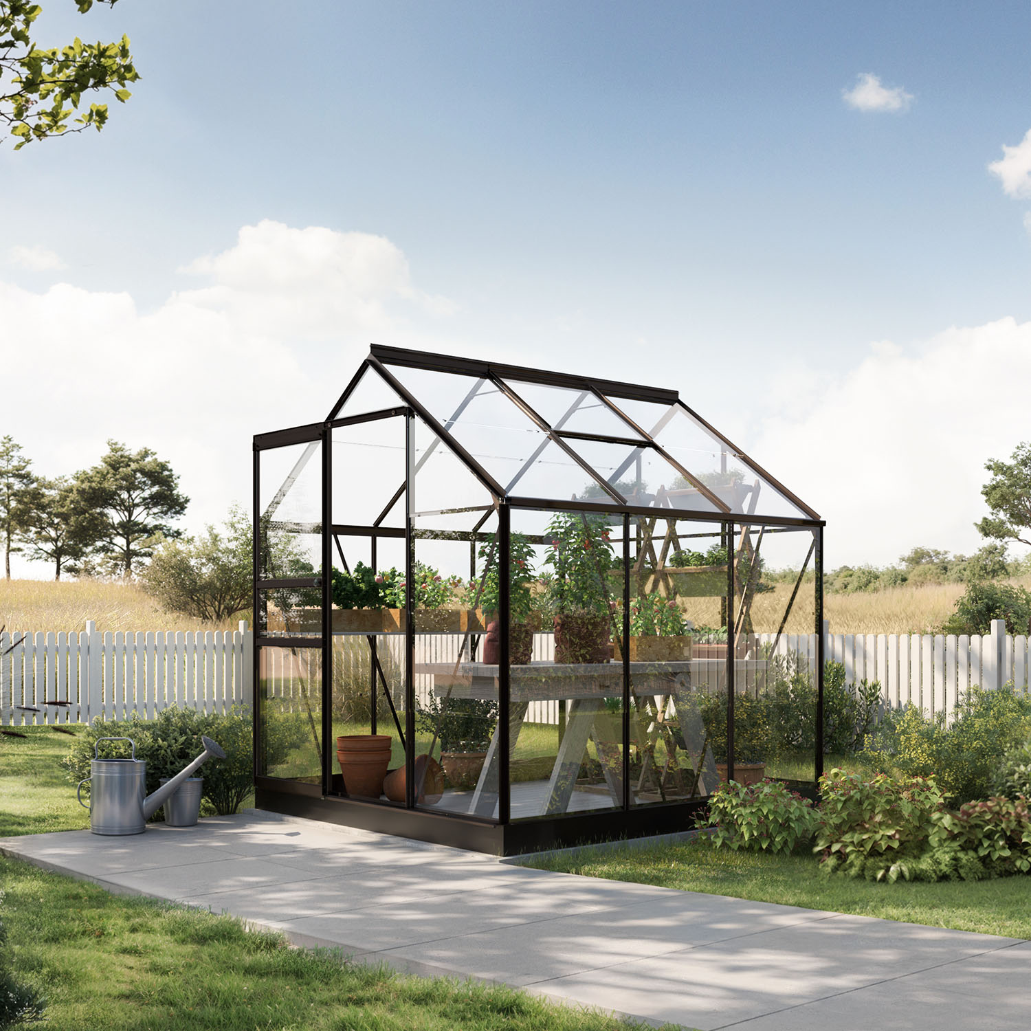 Drivhus Bruka Sortlakkert Sikkerhetsglass, 3,7 M²