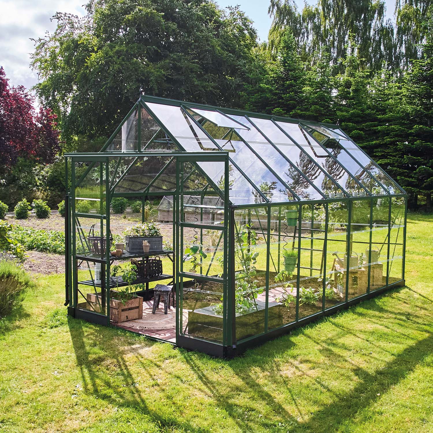 Drivhus Icon Grønn Glass, 11,2 M²