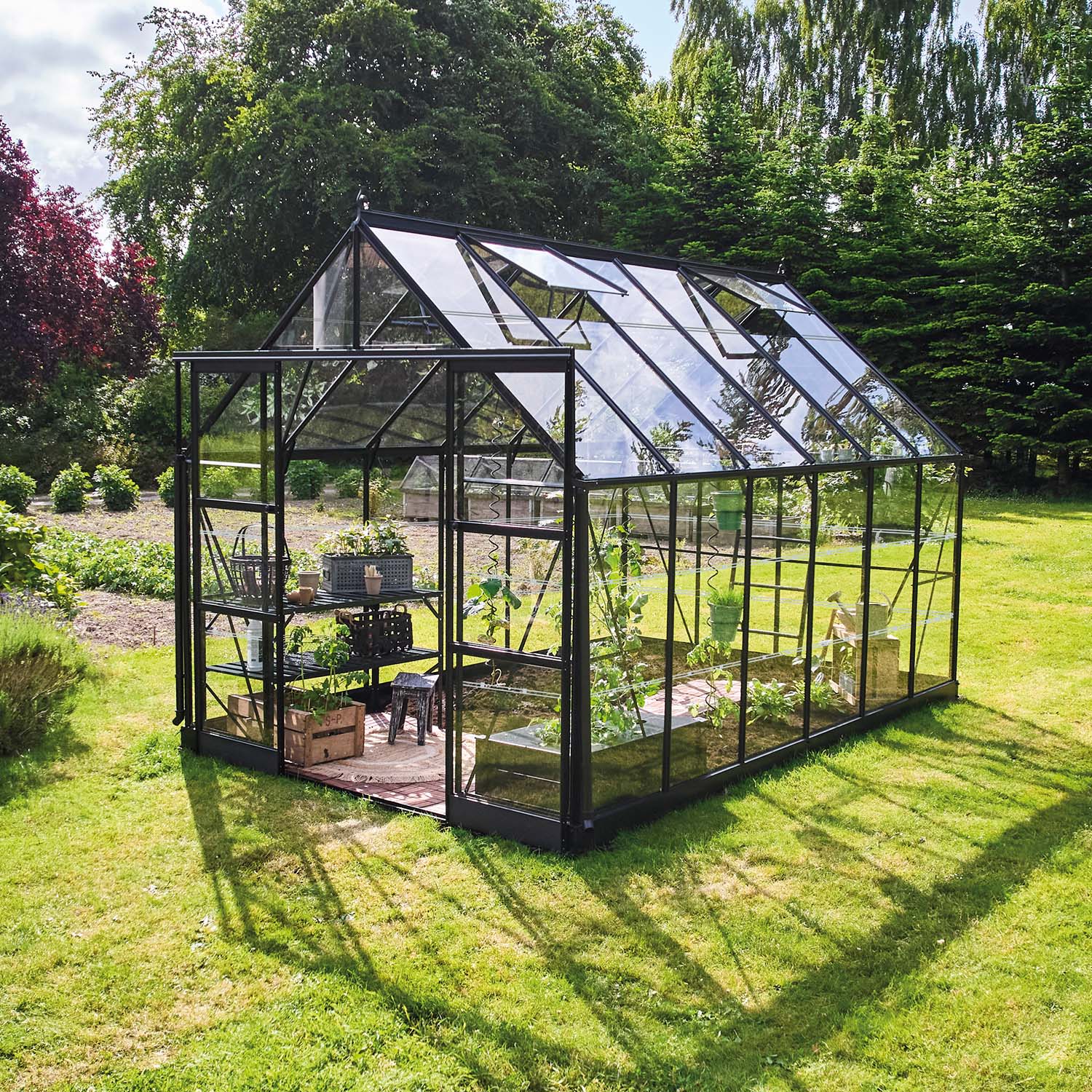 Drivhus Icon Svart Glass, 9,7 M²