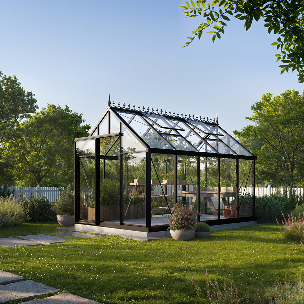 Drivhus Oasen Junior Victorian Svart, 9,1 M²