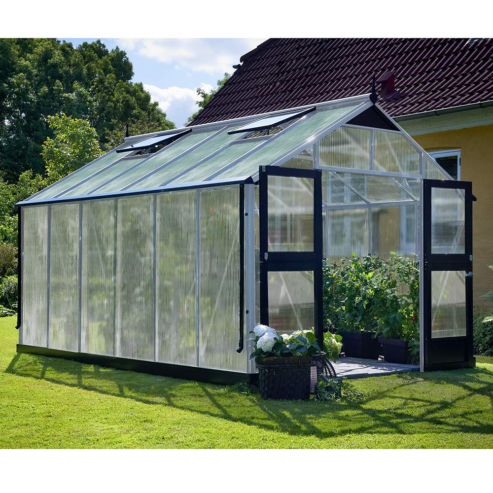 Drivhus Juliana Premium Aluminium, Kanalplast, 13 M²