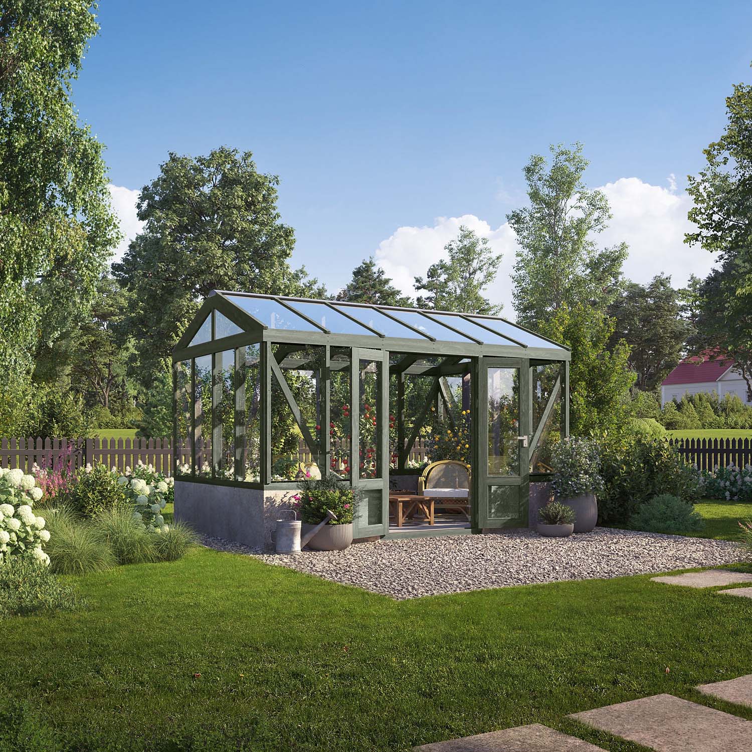 Tredrivhus Linnea Mur - Grå/Grønn 14,7 M², Grå/Grønn