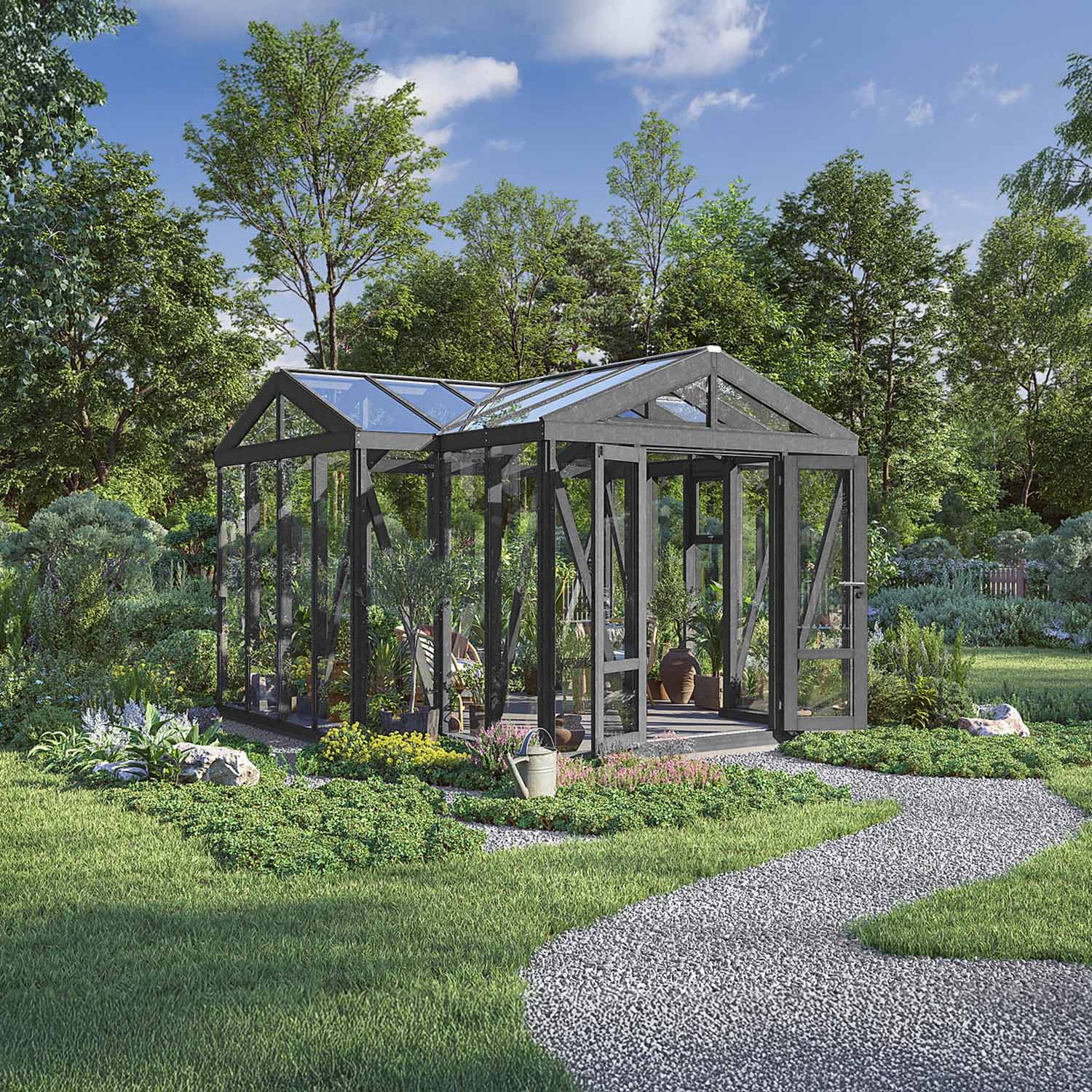 Tredrivhus Linnea Orangeri - Lysgrå Lysgrå