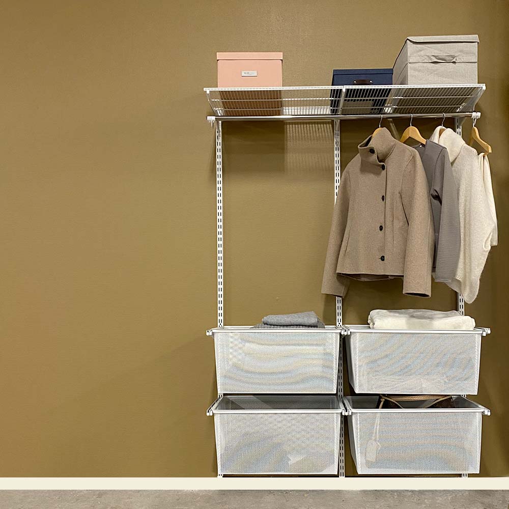 Garderobsinredning - 1220 mm Wiksbo låg med meshkorgar