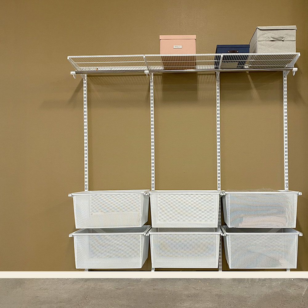 Garderobsinredning - 1840 mm Wiksbo låg med meshkorgar