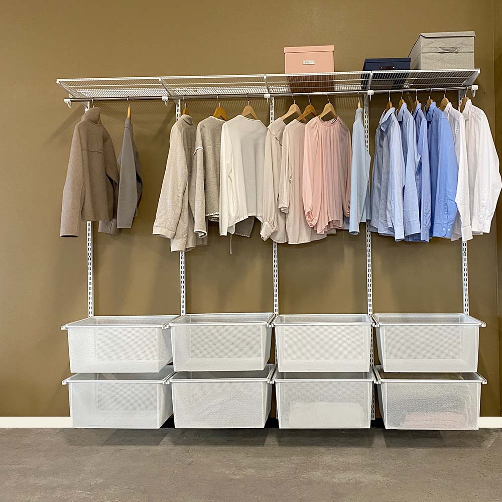 Garderobsinredning - 2480 mm Wiksbo hög med meshkorgar