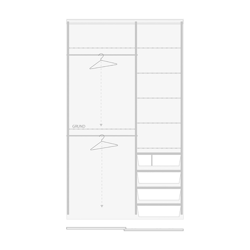 Sovrum 1250 - 1400 mm  Inredningspaket Pelly System 