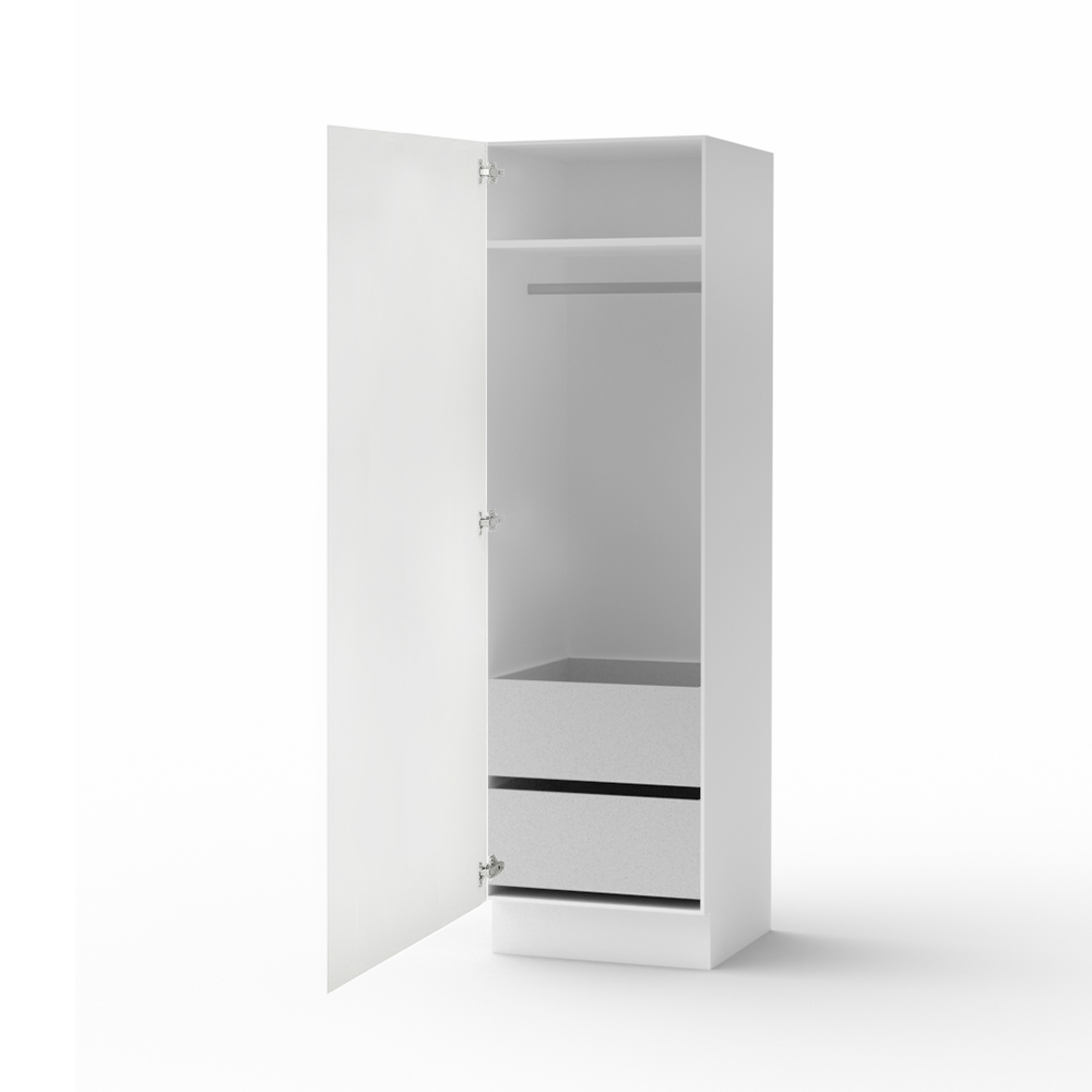 Nord Garderob Med Dörr Högskåp M Klädstång & Trådbackar 40 Cm, 195 Cm