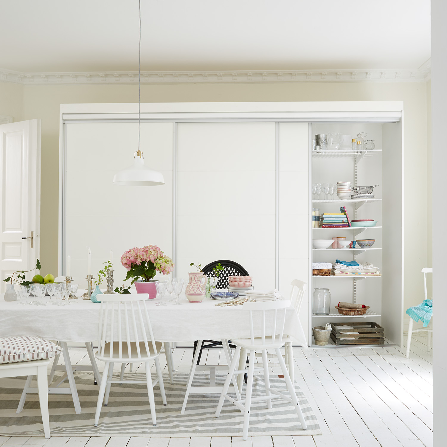 Mix Skjutdörr Linje Vit 2530 Mm 3 Dörrar