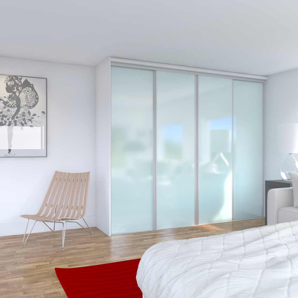 Mix Skjutdörr Opalvit Glasdörr 3550 Mm 4 Dörrar