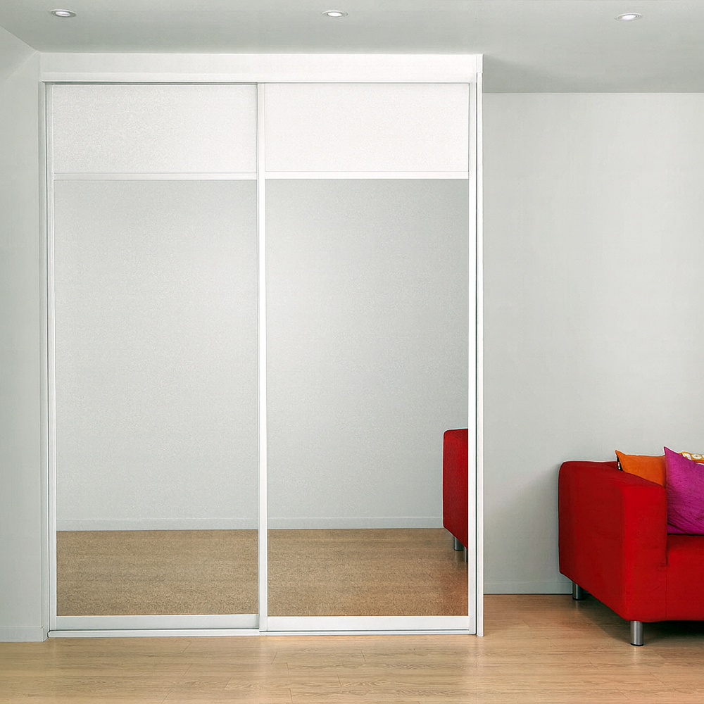 Spegel med vita skenor London Skjutdörr 