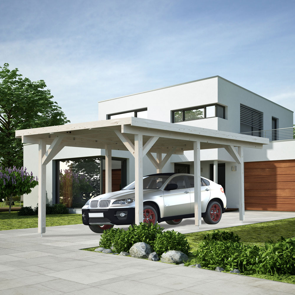 Palmako Carport Karl 11,7 M² Papp, Grundmålad Vit