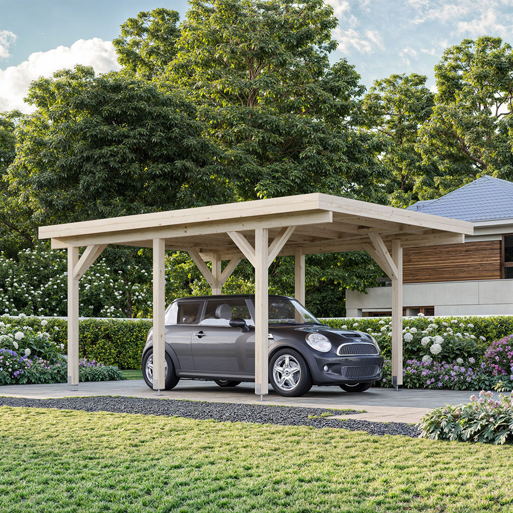 Palmako Carport Karl 11,7 M² Papp, Målad Vit + Vit