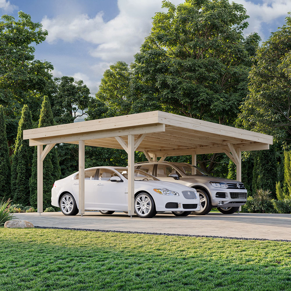 Palmako Carport Karl 20,6 M² Ingen, Målad Vit + Vit