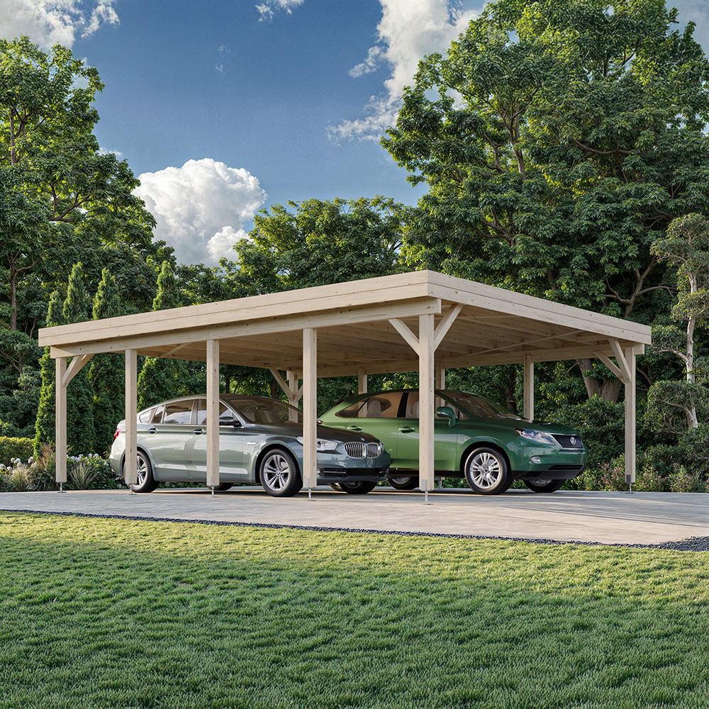 Palmako Carport Karl 40,6 M² Papp, Målad Vit + Vit