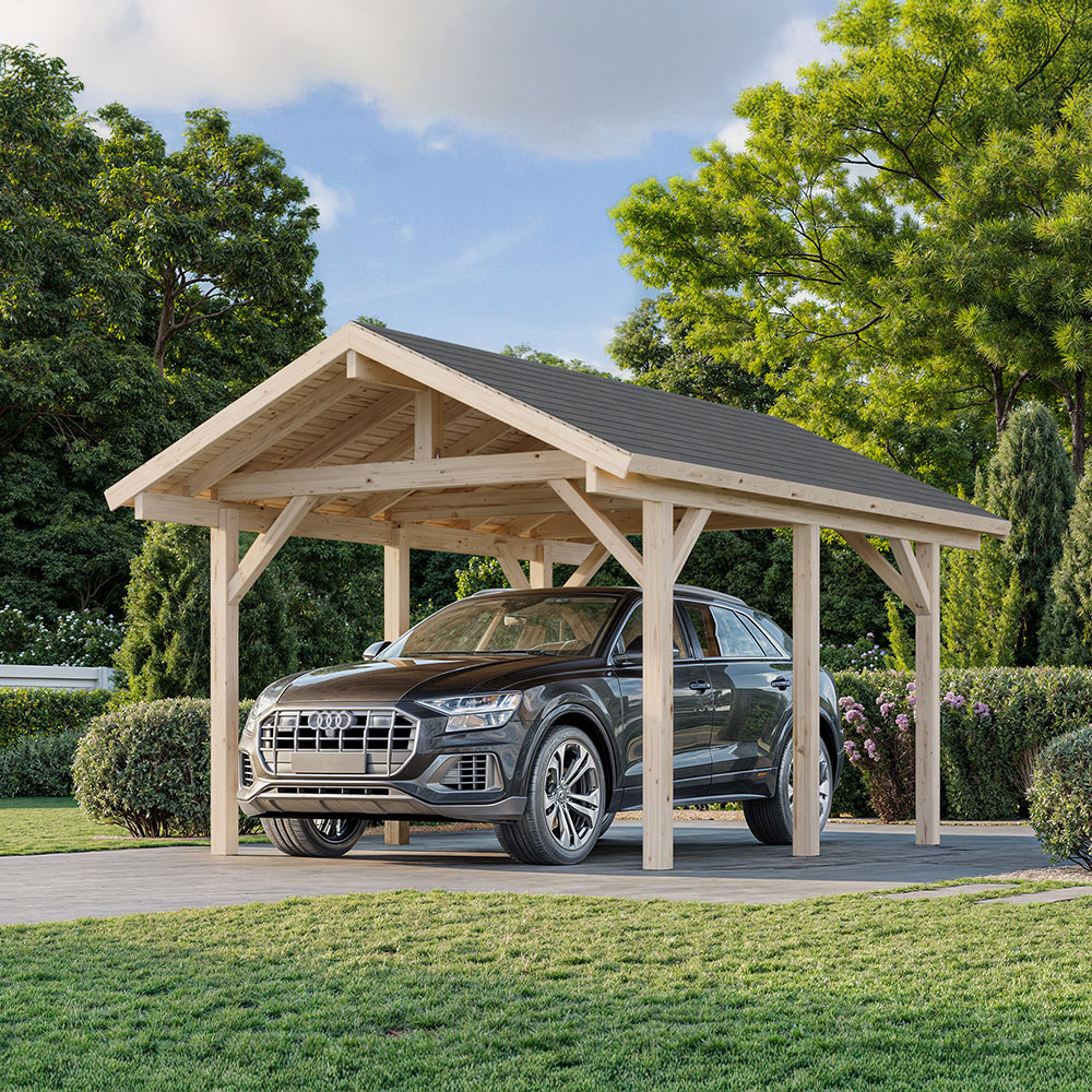 Carport Robert 11,7 M² Shingel, Grundmålad Vit
