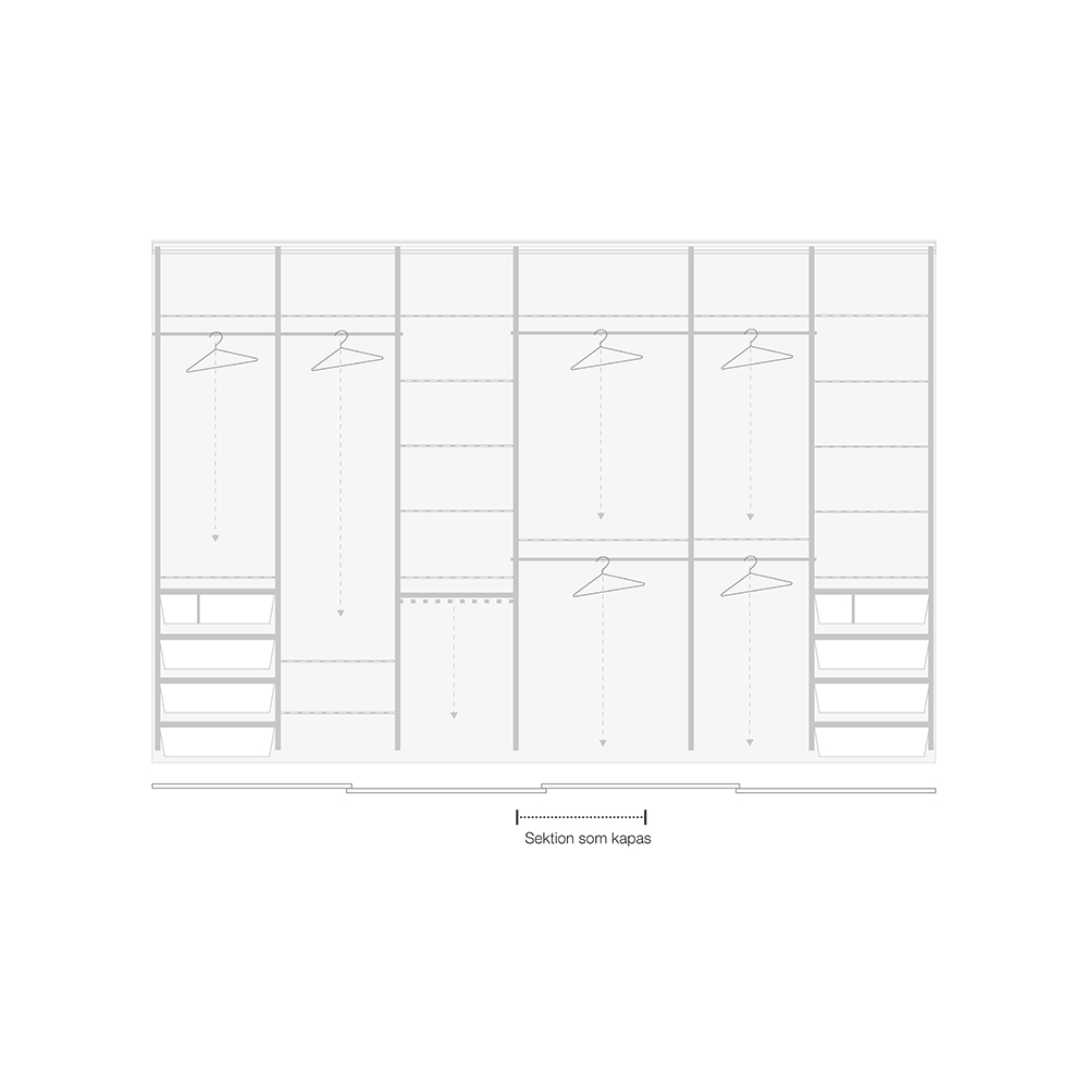 Sove- & vaskerom 3000 - 3600 mm Innredningspakke Pelly System 