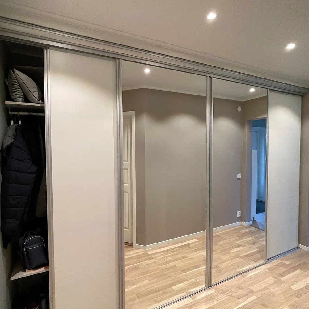 Hvit / Sølvspeil Mix Skyvedør