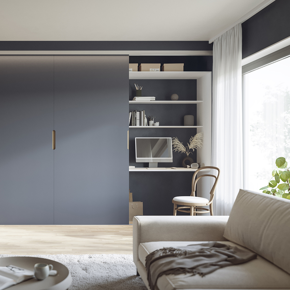 Skyvedørsgarderobe Stil - Stålblå 3100 Mm 4 Dører