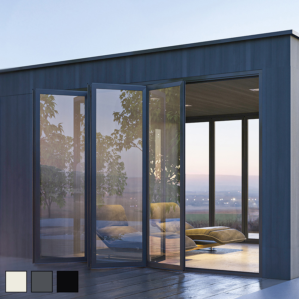 Foldedør I Aluminium Sommer - Foldedør Til Hagestue 300 Cm - 3 Felt, Åpning Høyre Mot Venstre, Antrasittgrå