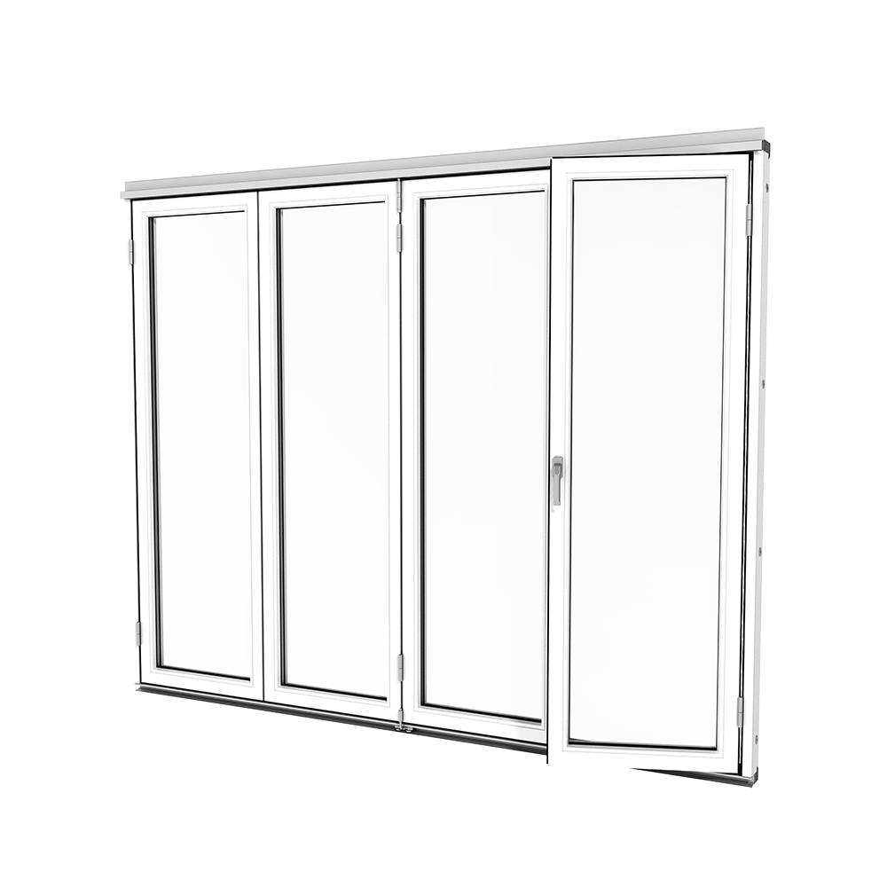 Foldedør M. Alu Til Hagestue Vinter - Isomax Vik Aluminium Hvit, Venstre, 268 Cm - 4 Felt